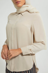 Redtag-Beige-Collared-Button-Front-Shirt-Blouses-Women's-