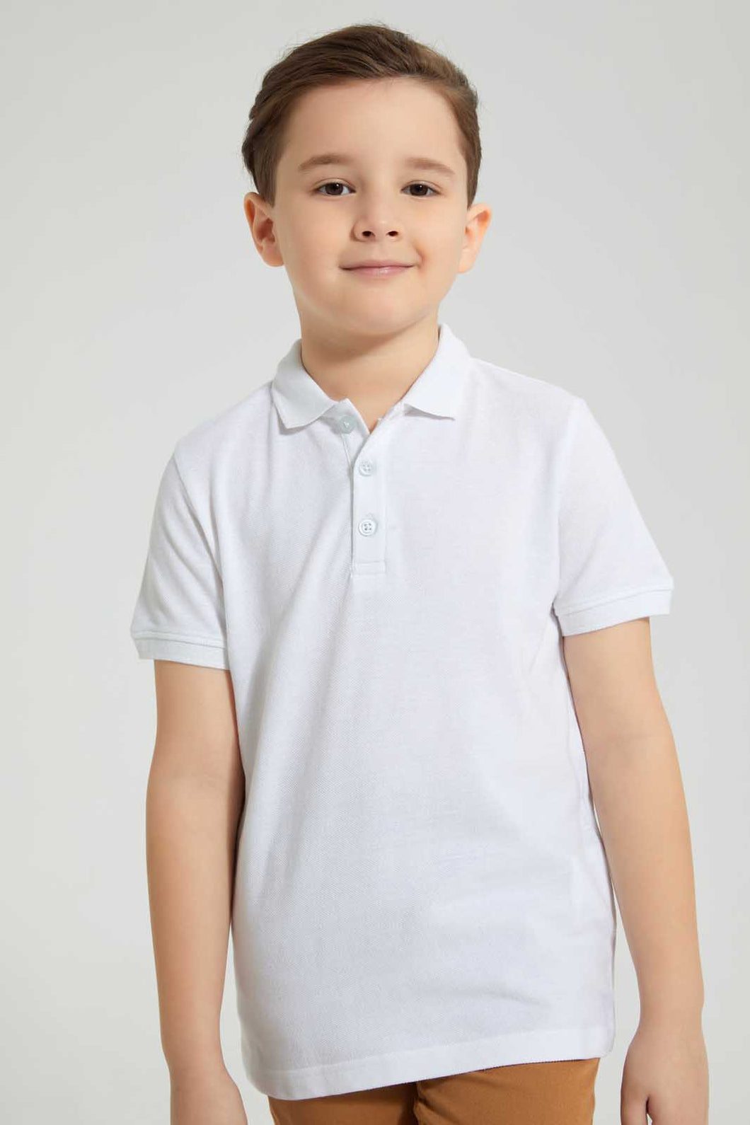 Redtag-White-Pique-Polo-Plain-Boys-2 to 8 Years