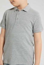 Load image into Gallery viewer, Redtag-Grey-Marl-Pique-Polo-Plain-Boys-2 to 8 Years
