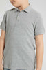 Redtag-Grey-Marl-Pique-Polo-Plain-Boys-2 to 8 Years