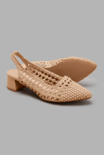 Load image into Gallery viewer, Redtag-Natural-Basket-Weave-Shoe-Slingbacks-Women&#39;s-
