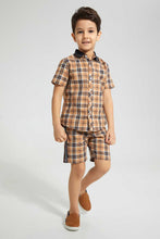 Load image into Gallery viewer, Redtag-Stone-Check-Shirt-And-Short-Set-Sets-Boys-2 to 8 Years
