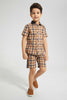Redtag-Stone-Check-Shirt-And-Short-Set-Sets-Boys-2 to 8 Years