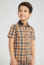 Load image into Gallery viewer, Redtag-Stone-Check-Shirt-And-Short-Set-Sets-Boys-2 to 8 Years
