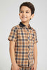 Redtag-Stone-Check-Shirt-And-Short-Set-Sets-Boys-2 to 8 Years