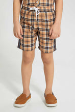Load image into Gallery viewer, Redtag-Stone-Check-Shirt-And-Short-Set-Sets-Boys-2 to 8 Years
