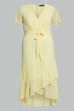 تنزيل الصورة على معرض الصور، Redtag-Yellow-Wrap-Midi-Dress-Dresses-Women&#39;s-
