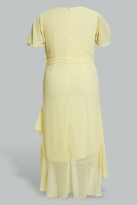 Redtag-Yellow-Wrap-Midi-Dress-Dresses-Women's-