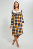 Redtag-Navy-Yarn-Dyed-Check-Nightgown-With-Embroidery-Yoke-Nightgowns-Women's-
