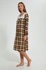 Redtag-Navy-Yarn-Dyed-Check-Nightgown-With-Embroidery-Yoke-Nightgowns-Women's-