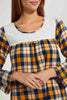 Redtag-Navy-Yarn-Dyed-Check-Nightgown-With-Embroidery-Yoke-Nightgowns-Women's-