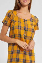 تنزيل الصورة على معرض الصور، Redtag-Yellow-And-Navy-Check-Woven-Nightgown-Nightgowns-Women's-

