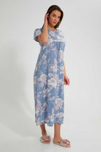 Load image into Gallery viewer, Redtag-Blue-Floral-Printed-Nightgown-Nightgowns-Women's-
