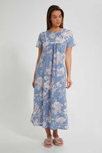 Load image into Gallery viewer, Redtag-Blue-Floral-Printed-Nightgown-Nightgowns-Women's-
