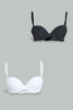 Redtag-Pink-Floral-Printed/Green-Plain-Padded-Push-Up-Bra-(2-Pack)-Push-up-Bras-Women's-
