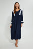 Redtag-Navy-Plain-Nightgown-With-Lace-Nightgowns-Women's-