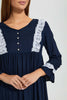 Redtag-Navy-Plain-Nightgown-With-Lace-Nightgowns-Women's-