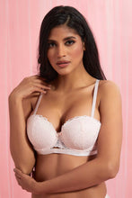 Load image into Gallery viewer, Redtag-Pale-Pink/Pale-Grey-Plain-Lace-Padded-Balconette-Bra-(2-Pack)-Balconette-Women&#39;s-
