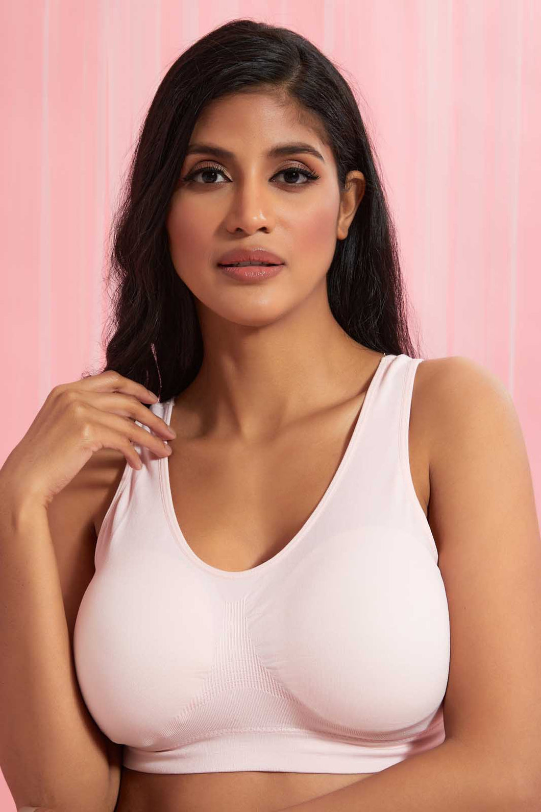 Redtag-Ivory/Pale-Pink-Plain-Padded-Comfort-Bra-(2-Pack)-Comfort-Bras-Women's-