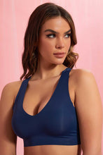 Load image into Gallery viewer, Redtag-Navy-Plain-Padded-Comfort-Bra-With-Lace-Comfort-Bras-Women&#39;s-
