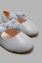 Load image into Gallery viewer, Redtag-Grey-Bow-Trim-Ballerina-Colour:Grey,-Filter:Girls-Footwear-(3-to-5-Yrs),-GIR-Casual-Shoes,-New-In,-New-In-GIR-FOO,-Non-Sale,-S22A,-Section:Kidswear-Girls-3 to 5 Years
