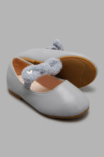 Load image into Gallery viewer, Redtag-Grey-Bow-Trim-Ballerina-Colour:Grey,-Filter:Girls-Footwear-(3-to-5-Yrs),-GIR-Casual-Shoes,-New-In,-New-In-GIR-FOO,-Non-Sale,-S22A,-Section:Kidswear-Girls-3 to 5 Years
