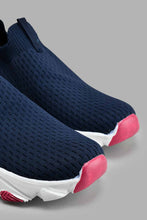 Load image into Gallery viewer, Redtag-Navy-Fly-Knit-Slip-On-Trainer-Colour:Navy,-Filter:Girls-Footwear-(5-to-14-Yrs),-GSR-Trainers,-New-In,-New-In-GSR-FOO,-Non-Sale,-S22A,-Section:Kidswear-Senior-Girls-5 to 14 Years
