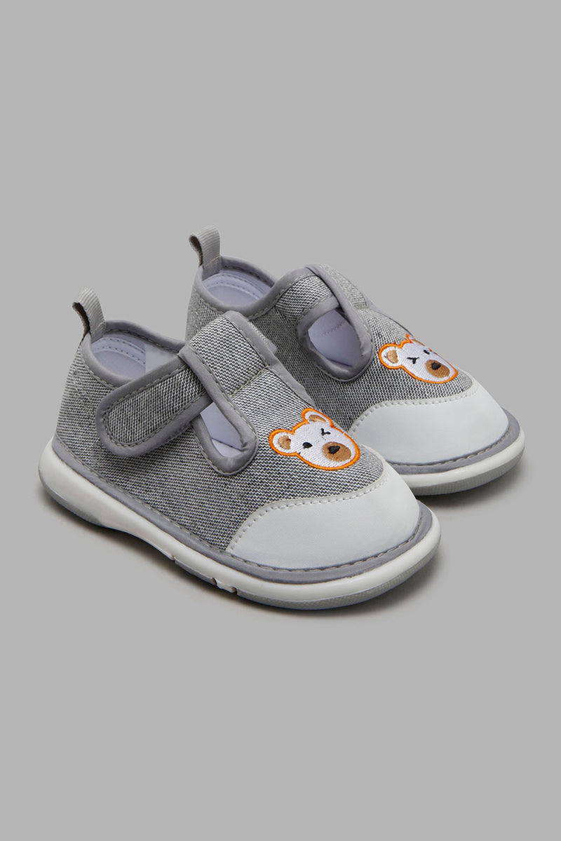 Redtag-Grey-Bear-Trim-Pump-Pumps-Infant-Boys-1 to 3 Years