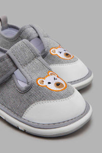 Redtag-Grey-Bear-Trim-Pump-Pumps-Infant-Boys-1 to 3 Years