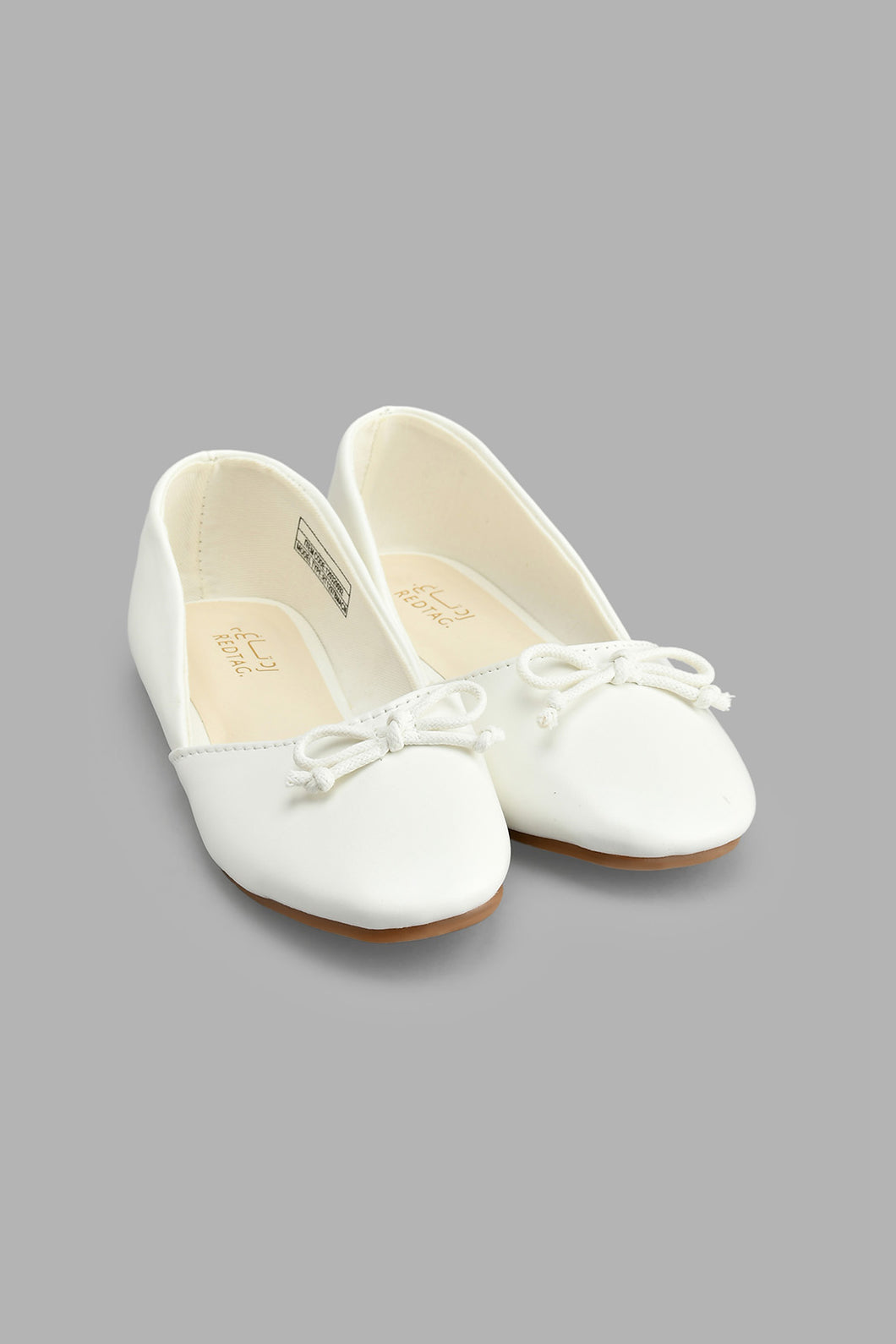 Redtag-Cream-Bow-Trim-Ballerina-Colour:Cream,-Filter:Girls-Footwear-(5-to-14-Yrs),-GSR-Casual-Shoes,-New-In,-New-In-GSR-FOO,-Non-Sale,-S22A,-Section:Kidswear-Senior-Girls-5 to 14 Years