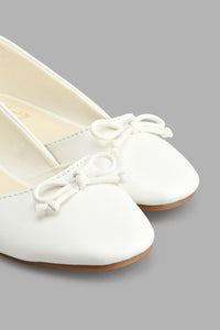 Redtag-Cream-Bow-Trim-Ballerina-Colour:Cream,-Filter:Girls-Footwear-(5-to-14-Yrs),-GSR-Casual-Shoes,-New-In,-New-In-GSR-FOO,-Non-Sale,-S22A,-Section:Kidswear-Senior-Girls-5 to 14 Years