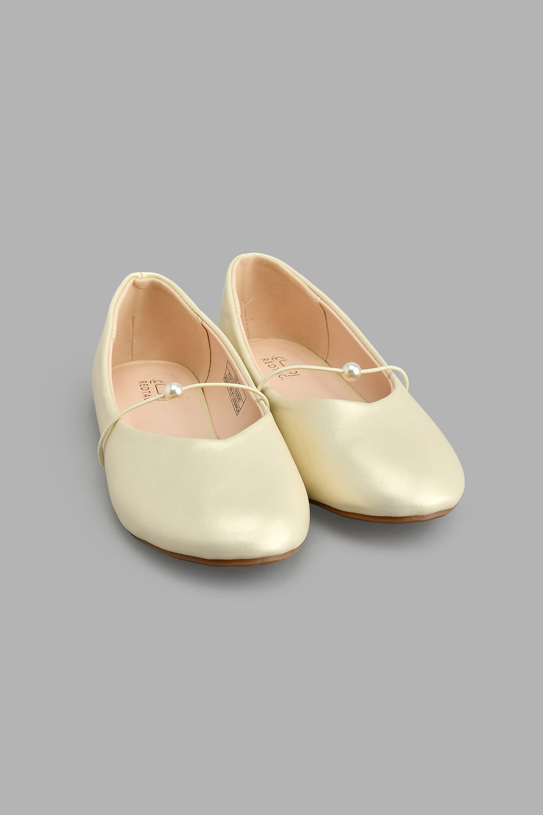 Redtag-Gold-Pearl-Trim-Ballerina-Colour:Gold,-Filter:Girls-Footwear-(5-to-14-Yrs),-GSR-Casual-Shoes,-New-In,-New-In-GSR-FOO,-Non-Sale,-S22A,-Section:Kidswear-Senior-Girls-5 to 14 Years