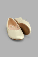 Load image into Gallery viewer, Redtag-Gold-Pearl-Trim-Ballerina-Colour:Gold,-Filter:Girls-Footwear-(5-to-14-Yrs),-GSR-Casual-Shoes,-New-In,-New-In-GSR-FOO,-Non-Sale,-S22A,-Section:Kidswear-Senior-Girls-5 to 14 Years
