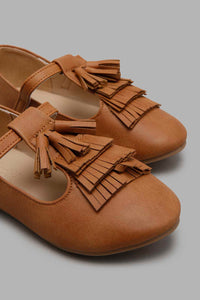 Redtag-Brown-Tassel-Ballerina-Colour:Brown,-Filter:Girls-Footwear-(3-to-5-Yrs),-GIR-Casual-Shoes,-New-In,-New-In-GIR-FOO,-Non-Sale,-S22A,-Section:Kidswear-Girls-3 to 5 Years