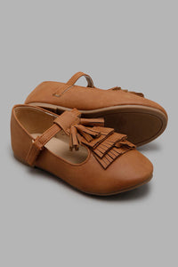 Redtag-Brown-Tassel-Ballerina-Colour:Brown,-Filter:Girls-Footwear-(3-to-5-Yrs),-GIR-Casual-Shoes,-New-In,-New-In-GIR-FOO,-Non-Sale,-S22A,-Section:Kidswear-Girls-3 to 5 Years