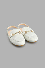 Load image into Gallery viewer, Redtag-Silver-Embossed-Floral-Mule-Colour:Silver,-Filter:Girls-Footwear-(5-to-14-Yrs),-GSR-Casual-Shoes,-New-In,-New-In-GSR-FOO,-Non-Sale,-S22A,-Section:Kidswear-Senior-Girls-5 to 14 Years
