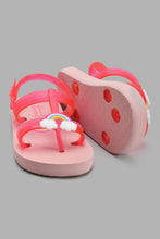 Load image into Gallery viewer, Redtag-Pink-Rainbow-Trim-Slide-Sliders-Girls-3 to 5 Years
