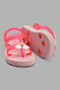 Redtag-Pink-Rainbow-Trim-Slide-Sliders-Girls-3 to 5 Years