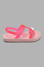 Load image into Gallery viewer, Redtag-Pink-Rainbow-Trim-Slide-Sliders-Girls-3 to 5 Years
