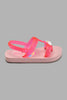 Redtag-Pink-Rainbow-Trim-Slide-Sliders-Girls-3 to 5 Years