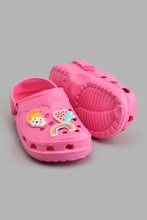 Load image into Gallery viewer, Redtag-Pale-Pink-Rainbow-Trim-Clogs-Colour:Pink,-Filter:Girls-Footwear-(3-to-5-Yrs),-GIR-Flip-Flops,-New-In,-New-In-GIR-FOO,-Non-Sale,-S22A,-Section:Kidswear-Girls-3 to 5 Years
