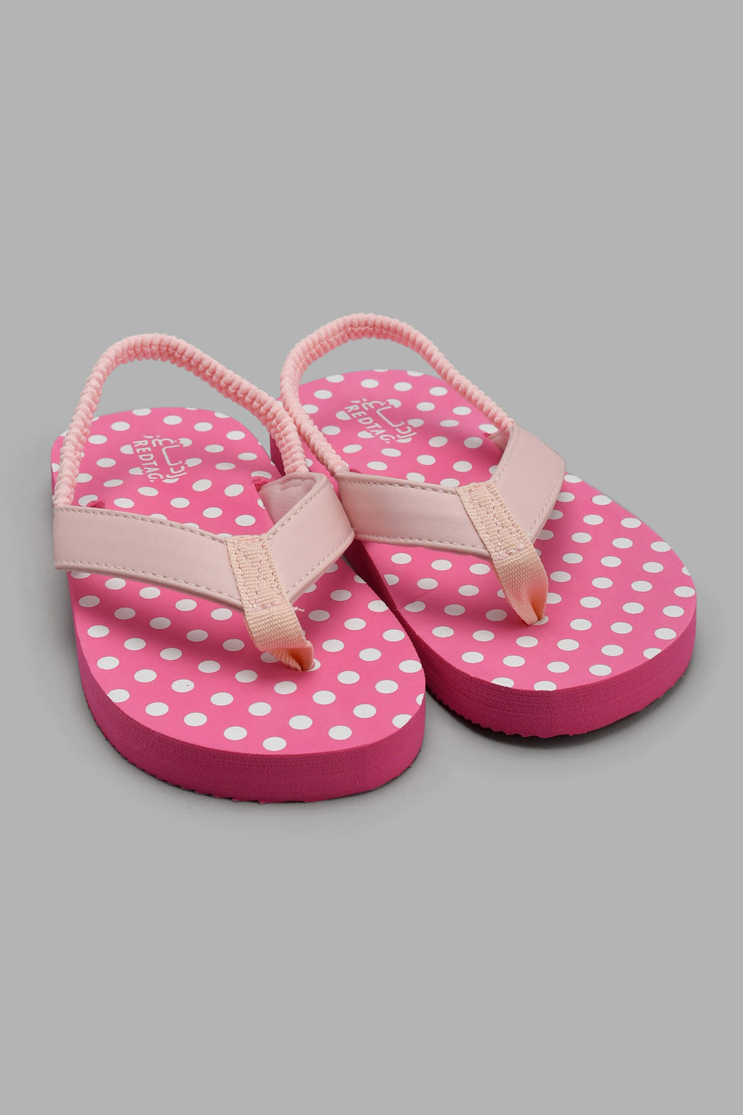 Redtag-Pale-Pink-Polka-Dot-Flip-Flop-Toe-Posts-Girls-3 to 5 Years