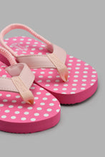 Load image into Gallery viewer, Redtag-Pale-Pink-Polka-Dot-Flip-Flop-Toe-Posts-Girls-3 to 5 Years
