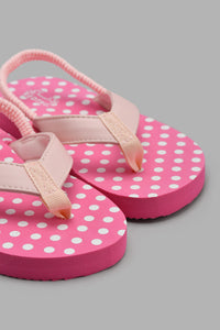 Redtag-Pale-Pink-Polka-Dot-Flip-Flop-Toe-Posts-Girls-3 to 5 Years