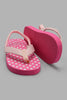 Redtag-Pale-Pink-Polka-Dot-Flip-Flop-Toe-Posts-Girls-3 to 5 Years