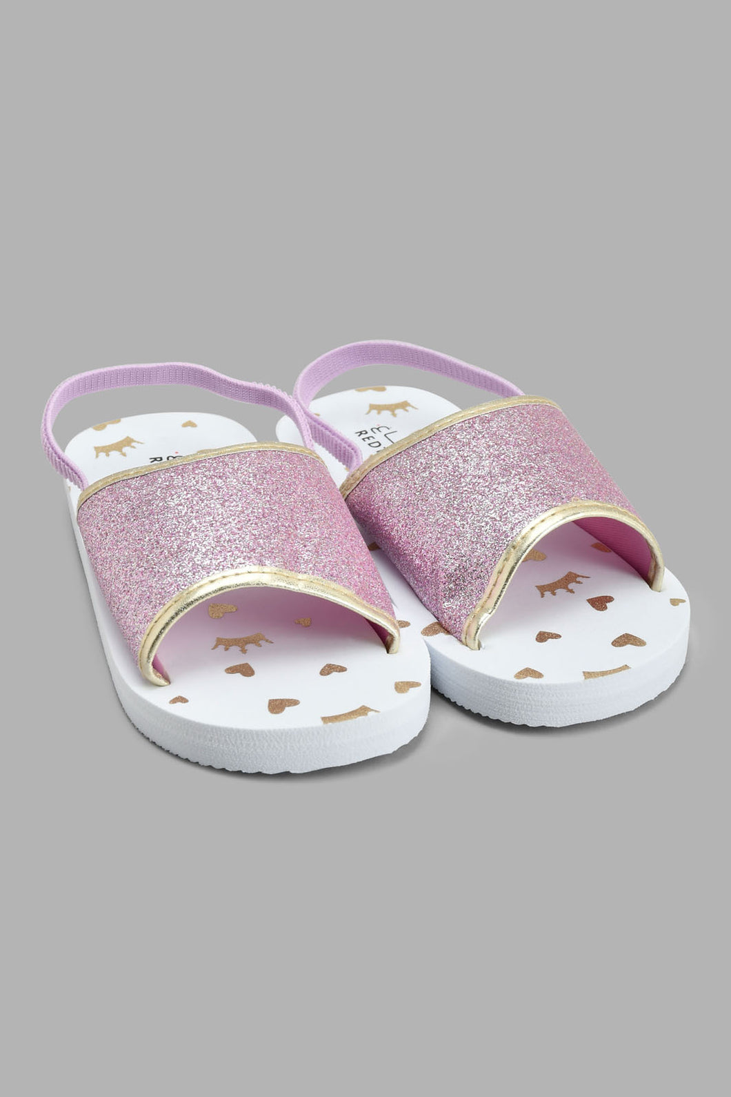 Redtag-White-Glitter-Slide-Sliders-Girls-3 to 5 Years