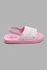 Redtag-Pink-Swan-Print-Slide-Sliders-Girls-3 to 5 Years