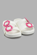 Load image into Gallery viewer, Redtag-Cream-Floral-Buckle-Slide-Sliders-Girls-3 to 5 Years
