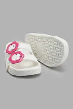 Load image into Gallery viewer, Redtag-Cream-Floral-Buckle-Slide-Sliders-Girls-3 to 5 Years
