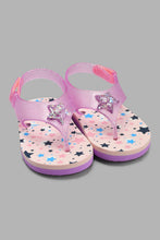 تنزيل الصورة على معرض الصور، Redtag-Lilac-Star-Print-Slide-Toe-Posts-Girls-3 to 5 Years
